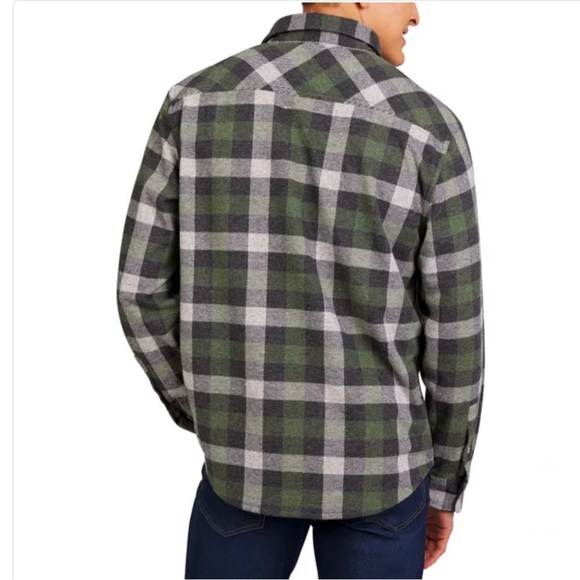 Chaps Men's Knit Flannel Shirt Green XL Stretch - Picture 3 of 10